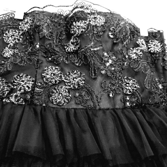 Ball Gown Halter Back Floor-Length Tulle Prom Dress with Sparkling Beaded Bodice and Tiered Ruffle Skirt